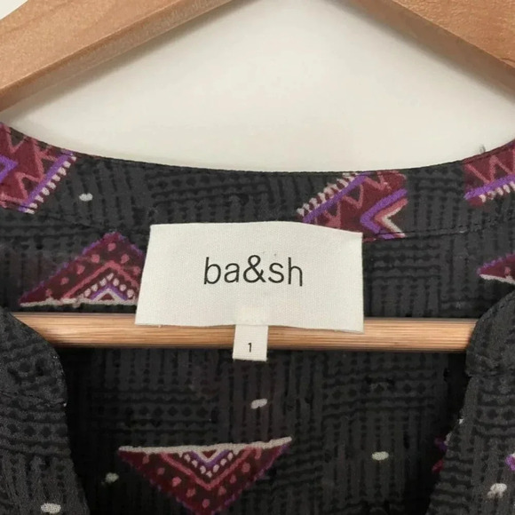 Ba&sh Cathel Long Sleeve Blouse in Carbon Geometric Size 1 (small) - Picture 3 of 6